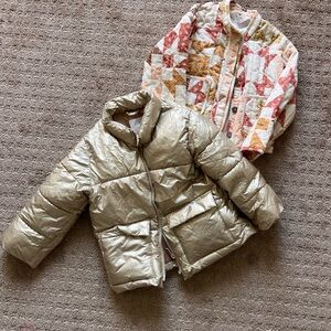 Zara Kids Shiny Gold Puffer Jacket